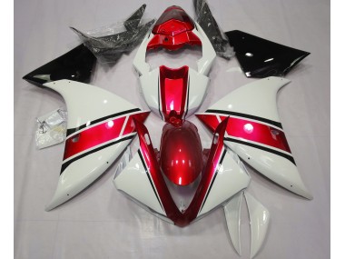 2009-2012 Gloss White and Metallic Red Yamaha R1 Fairings