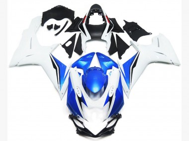 2011-2020 Gloss White and Blue Style Suzuki GSXR 600-750 Fairings