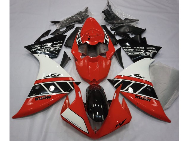 2013-2014 Gloss Red White and Black Yamaha R1 Fairings