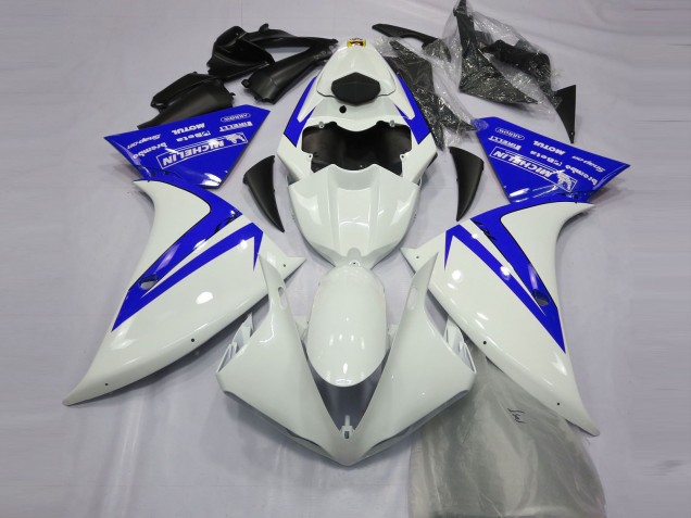 2013-2014 Gloss White and Blue Yamaha R1 Fairings