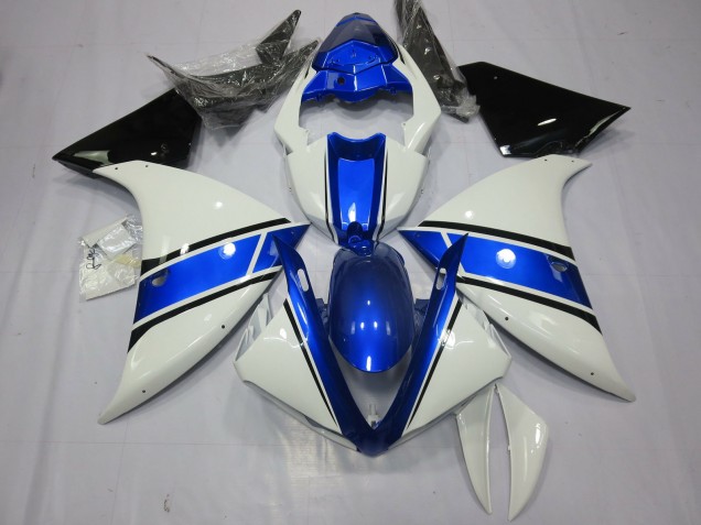 2013-2014 White and Blue Design Yamaha R1 Fairings