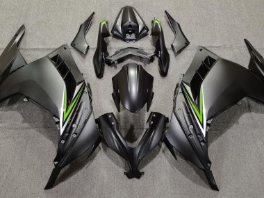 2013-2018 Matte Black & Green Kawasaki Ninja 300 Fairings