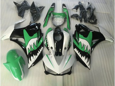 2015-2018 Green and White Shark Yamaha R3 Fairings