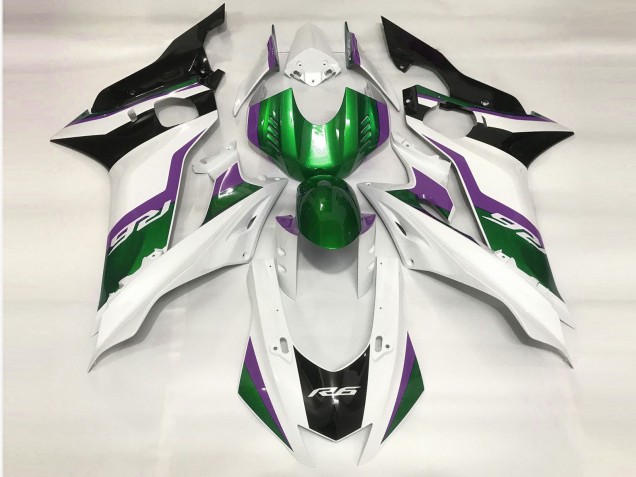 2017-2019 Green and Gloss White Yamaha R6 Fairings